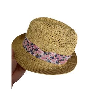 Summer fedora straw hat with Caribbean floral style  ribbon